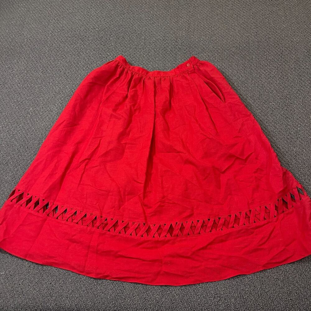 Giulliana Skirt Womens Size 8 Linen Blend Red Pleated Vintage